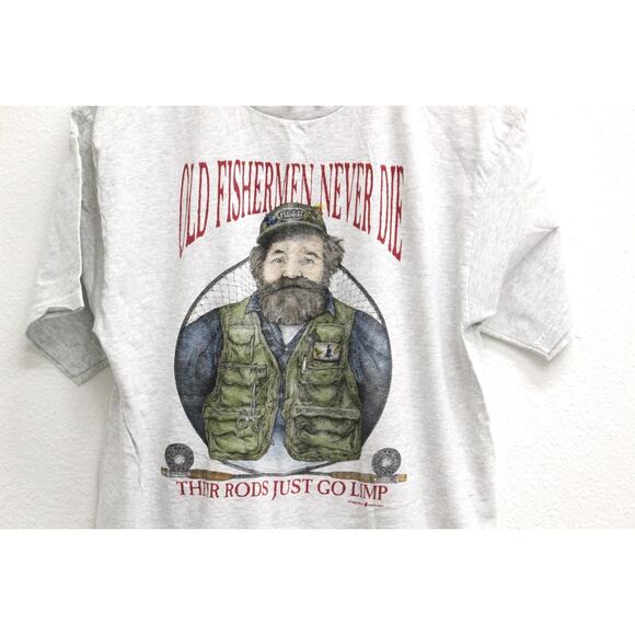 Vintage Old Fishermen Never Die T Shirt XL - Picture 2 of 7